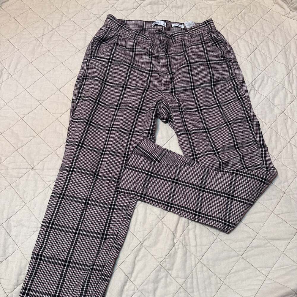 Hollister Large Ultra High Rise Skinny Pant Plaid Women’s Red White Black